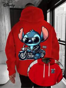 Disney Hoodie-Men's Shi Dizai Driving Cartoon Pattern Pullover, Loose Hoodie Sweater In Front Pocket, Suitable For Casual Wear, Disney's Birthday Gift, Travel Clothes, Playful Design, Comfortable Fabrics, Fan Clothes, Movie Lovers, Home Clothes, Durable Materials, Printed Sweatshirts, Men. - Red - View 1