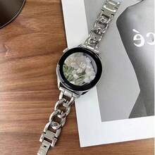 1pc Stainless Steel Single Chain Watch Band, 20mm 22mm, Compatible With Samsung Watch4/5, Amazfit, Garmin Smartwatches