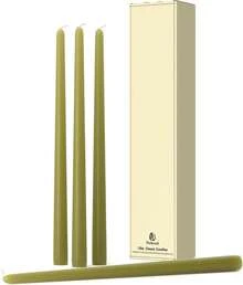 Pickood 12-Inch Tall Dripless Taper Candles Set Of 4 - Olive Green Tapered Candles, Perfect For Halloween - Smokeless, Unscented, Long Burning - Hand Poured, Colored Tall Candlesticks - Oliva - Màu sắcK - Xem 1