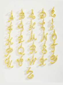 1件装奢华个性化立方氧化锆优雅手写字母粉色五瓣花金色不锈钢项链，女士简约字母名字项链，字母吊坠项链，时尚礼物，适合送给女朋友、妈妈、家人、朋友、女儿，周年纪念日、情人节、母亲节、生日、毕业典礼、日常佩戴、婚礼、舞会等场合。 - 金色 - 查看 5