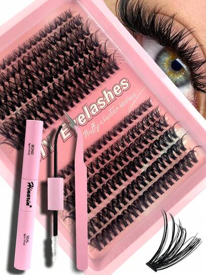 240 Pcs Dramatic Eyelashes Wearing Glue Tweezers Set Crossed Fox Eyelashes Volume Soft Faux Mink Individual Fluffy DIY Clusters Lashes Segmented Eyelash Extensions Makeup Dense Curly Pieces Lash Clusters Eye Lash Clusters Individual Eyelashes Portable For Daily Use Or Outing Lash Clusters Eye Lash Clusters Individual Lashes