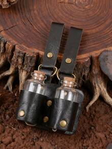 一套中世纪炼金术仿皮3件套药水瓶，奇幻腰包/侧包，维京角色扮演配饰（带腰带环），文艺复兴女巫道具，魔法药水瓶，朋克万圣节服装道具