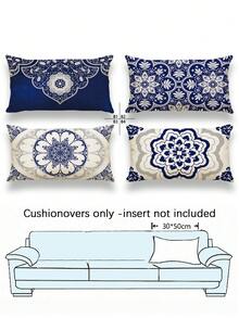 4pcs Bohemian Style Design, Home Decor, Gift, Polyester Material, Hidden Zipper, No Filling, Suitable For Home Decor, Living Room Decor, Pillowcase, Cushion Cover, Throw Pillow Cover, Sofa Decorative Cushion, Mat Cover, Soft Cushion. - Linen Material - View 12