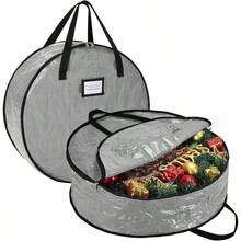 Wreath Storage Container, 2 Pack Wreath Storage Bag With Tear Resistant PE Material And Reinforced Handle Holiday Xmas 30 Inchx8 Inch - Grey + 30"x8" - View 1