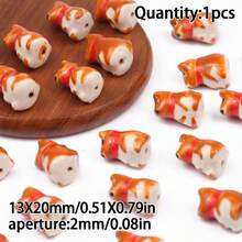 1/2/3/5pcs Ceramic Printed Beads With Center Hole, Multiple Designs Available, DIY Jewelry Making Beads For Necklace, Bracelet, Earrings, Printed Ceramic Round Flower Beads Craft Spacer Beads