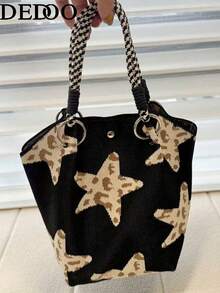 Dedoo Women's Star-Shaped Bucket Bag, Fashionable And Cute, Magnetic Closure Design, Suitable For Daily Life And Parties - Black - View 6