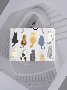 1 pieza Estuche para licencia de conducir/tarjeta de identificación con diseño de gato lindo, billetera compacta para tarjetas de crédito/licencia, para guardar documentos del vehículo, tarjetas de identificación/tarjetas de visita/tarjetas de regalo/monedas, estuche de tarjetas con múltiples ranuras, adecuado para conductores y personas de negocios - Patrón B - Ver 2