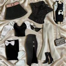 Zestaw luksusowych strojów dla lalek o wymiarach 11,5-12 cali z akcesoriami (lalka nie jest dołączona), ubranka dla lalek BJD w skali 1/6, wielostylowe, odpowiednie do przebierania lalek, idealne na prezenty świąteczne - Wielokolorowe - Zobacz 1