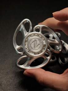 Butterfly Feather Pressure Relief TopEDC,3D Printed One-Piece, No Hardware, Biometric & Tech Vibe, Super Smooth Spin - Silver - View 1