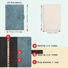 Wonderpool Cuaderno de Piel Recargable Diario Espiral Carpeta - Papel Punteado A5 y Bolsillos Interiores para Viaje, Trabajo y Organizador Personal (Gris, A5) - gris - Ver 8