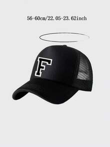 1pc 26 Letter Truck Cap, Fashionable & Versatile Mesh Breathable Sun Hat, Suitable For Daily Wear, Can Be Given As A Gift - Black - View 6