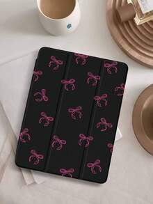 1pc Pink Line Bow Pattern Flat Protective Case, Compatible With IPad 10.2 Inch 2021/2020 IPad 10th/9th/8th Gen, IPad (A16) 11 Inch 11th Generation 2025, Compatible With Samsung Galaxy Tab A8 10.5 Inch 2022, Tablet Protective Cover With Pencil Slot, Supports Auto Sleep/Wake Cover - Multicolor - View 2