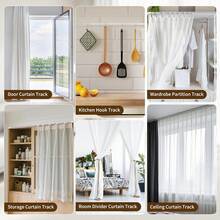 This Is A Self-Adhesive Curtain Track System That Can Be Installed On Ceilings And Walls Without Drilling, Screws Or Tools. This Curtain Rod Is Suitable For Windows, Bedrooms, Showers, Wardrobes And RVs. - Red and White - View 11
