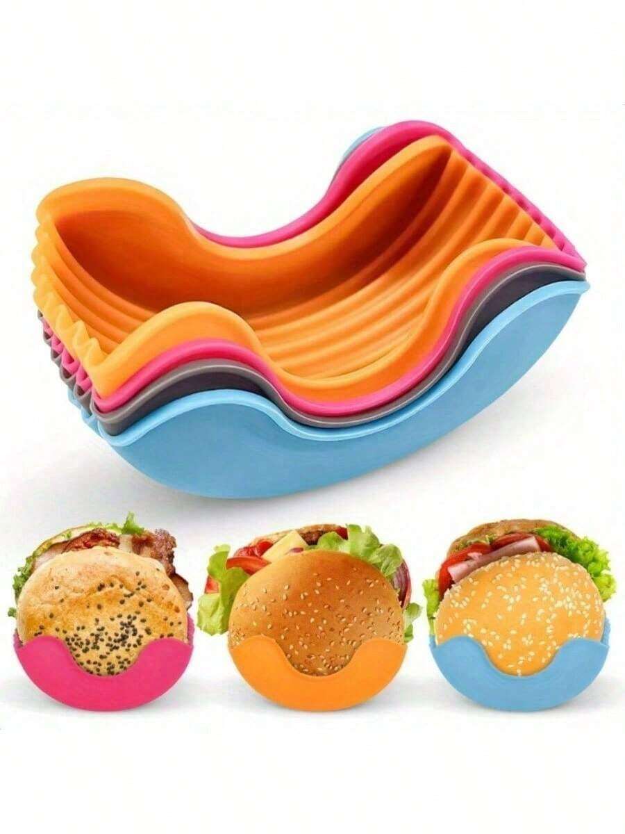 1pc Contactless Anti-Drop Hamburger Holder Stand, Sandwich & Donut Box Holder - Multicolor - View 1