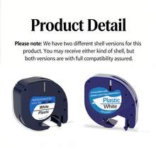 8 Rolls DYMO Label Maker Replacement Label Tape, Model 91331, Black On White Plastic Label Tape, 12mm X 4m (1/2" X 13'), Black On White, Compatible With Dymo LetraTag 200B, LT100H, LT100T, School Supplies, Back To School Season - Black On White - View 12