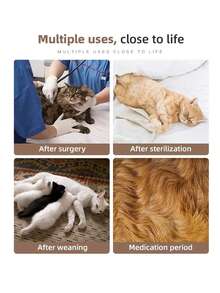 可调节术后恢复猫咪服装 - 带蝴蝶结，透气防舔舐手术宠物护理背心 - 彩色 - 查看 6