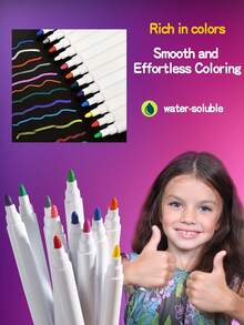 Children's Easter Bunny Chalkboard Doodle Book, Reusable Washable Drawing Pad With 12 Watercolor Pens, Portable Travel Early Education Art Toy, Easter Gift - Multicolor - View 8