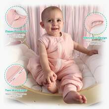 人造丝材质带脚幼儿睡袋，适合12-36个月宝宝，2.0 Tog超柔软幼儿睡袋，1-2岁学步睡袋，带腿可穿戴毯子 - 粉色 - 查看 2