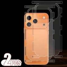 2片/套 全覆盖高清后盖膜，兼容 17 Pro Max/17 Pro，全屏保护膜，48小时自修复，防刮花，水凝胶膜，侧边+后盖屏幕保护膜，屏幕保护必备品，适用于日常、办公、家庭使用，防水防震防摔防刮花。 - 無色 - 查看 5