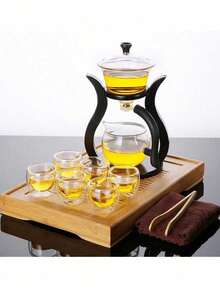 1 Teapot & 6 Magnetic Cups Premium Glass Tea Set With Semi-Automatic Magnetic Water-Filling Teapot, Elegant Gift Box Included - Multicolor - View 8