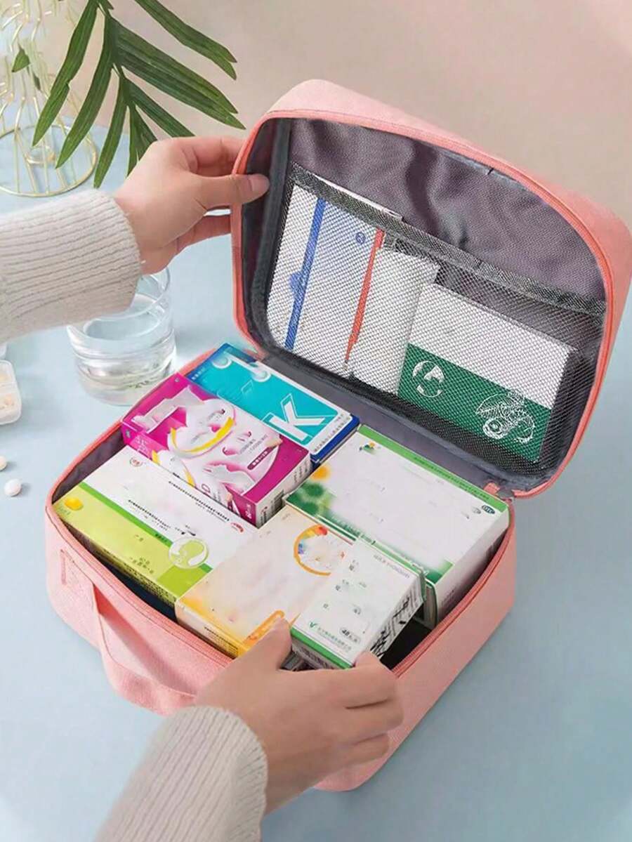 1pc Outdoor Travel Office Carry Large Capacity First Aid Kit, Storage Bag, Portable Medicine Box, Medicine And Pill Storage Container With Pill Pattern, Medicine Bag, Zipper Bag, Y2K Aesthetic Box, Storage Box, Cosmetic Travel Bag, Toiletry Box, Multifunctional Bag, Gift