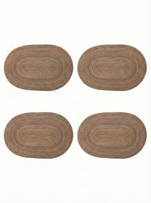 1/2/4/6/8 件简约渐变色乳白色咖啡色椭圆形涤纶餐垫 - 棕色 - 查看 9