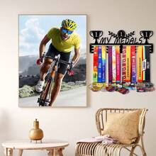 1pc Personalized Metal Medal Display Rack, Running Medal Display Rack, Iron Art Display Rack, 11.81inch Sports Medal Storage Rack, Perfect Gift For Athletes And Sports Enthusiasts, Suitable For Holiday Gifts, Living Room, Bedroom, Office, Home Decor Art Design - Black - View 6