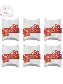 50/1pc Valentine's Day Gift Box, Paper Material, Suitable For Valentine's Day, Wedding Party, Birthday Gift, Party Candy Packaging Box (Red, Pink And White) - Multicolor - View 7