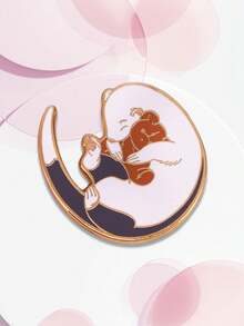 1PC A Sleeping Ferret Hugs A Teddy Bear Snuggled In A Sweet Dreamland With A Hard Enamel Pin - one-size - View 1