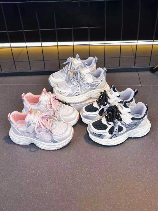 2025 New Kids Mesh Chunky Sneakers Boys Girls Breathable Hook And Loop Casual Shoes Non-Slip Sole Sports Chunky Sneakers