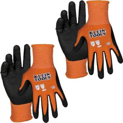 CYPNKlein Tools 60581 Guantes de trabajo nivel de corte A1 resistentes a la abrasión Agarre superior en cualquier condición Herramientas Talla G 2 pares Compatibles con pantallas táctilesFashion