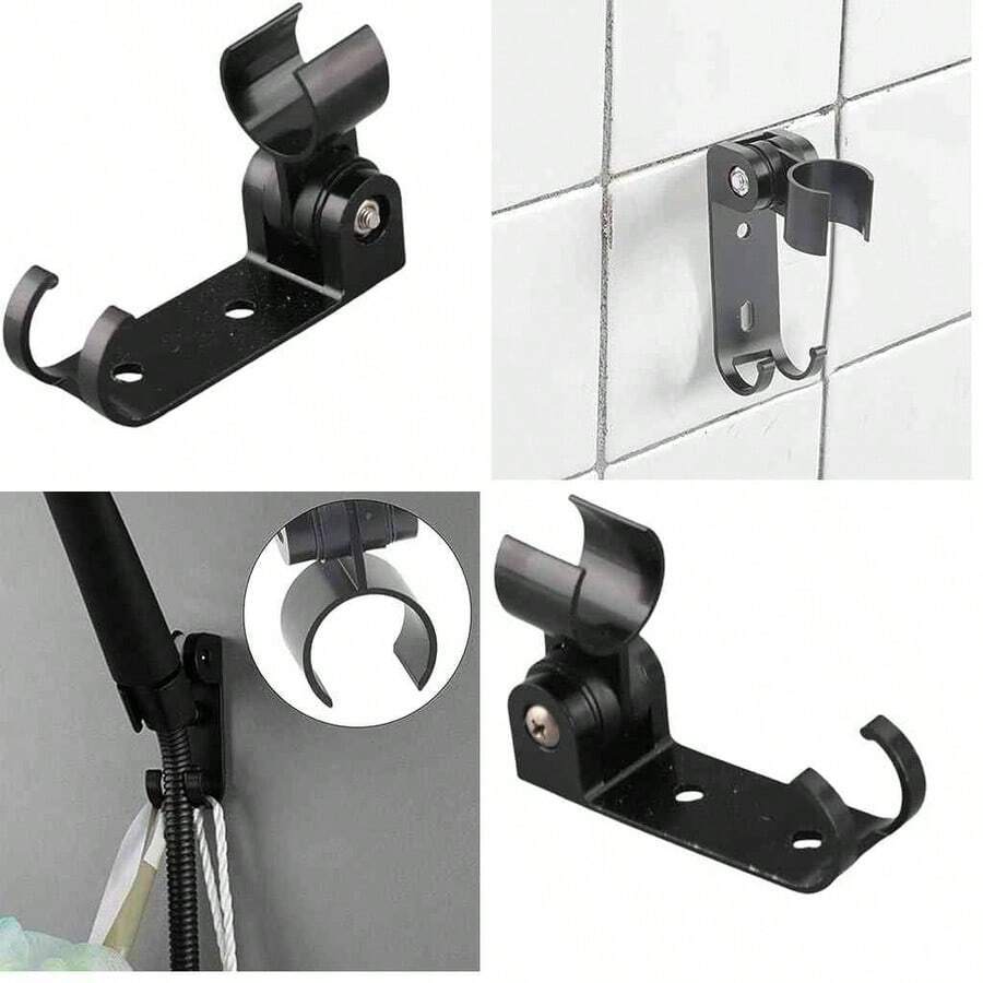Soporte de cabezal de ducha de bao montado en la pared de acero inoxidable ajustable de aluminio Black Space - como se muestra en la figura - Ver 1