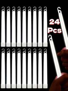 12/24支高品质6英寸荧光棒，带挂钩，适合用作夜灯。可持续照明9至12小时。非常适合户外露营、派对照明、派对礼物、生日礼物、礼品推荐。 - 白色 - 查看 5