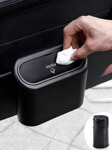 Kosz na śmieci do samochodu z pokrywą, szczelna konstrukcja, możliwość przechowywania chusteczek, obierków i innych śmieci, wielofunkcyjny kosz na śmieci do samochodu, łatwy do czyszczenia i demontażu, odpowiedni na przednie i tylne siedzenia, do biura i domu, odpowiedni zarówno dla mężczyzn, jak i kobiet, idealny wybór do organizacji samochodu i doskonały dodatek do wnętrza. - Czarne - Zobacz 3