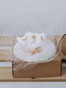 17cm Polyester French Elegant Veil Hat, Suitable For Church, Ball, Wedding Photo, Races, Birthday Party, Party, Year-Round Use - A - View 2