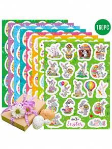 Bộ 160 miếng dán Phục Sinh - Miếng dán hologram lấp lánh, hình trứng và thỏ Phục Sinh tự làm, đồ trang trí thủ công, thích hợp để gói quà Phục Sinh, trang trí tiệc Phục Sinh, sổ tay, điện thoại, bưu thiếp (Mẫu ngẫu nhiên) - Nhiều màu - Xem 11