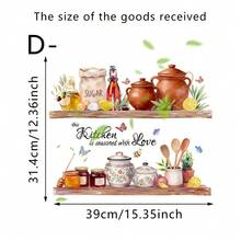 1/4pcs Creative Wall Stickers, Kitchen Shelves & Utensils, Letter & Butterfly Pattern, Removable Waterproof PVC Decals For Kitchen, Dining Room, Living Room Wall Decor - Multicolor - View 14