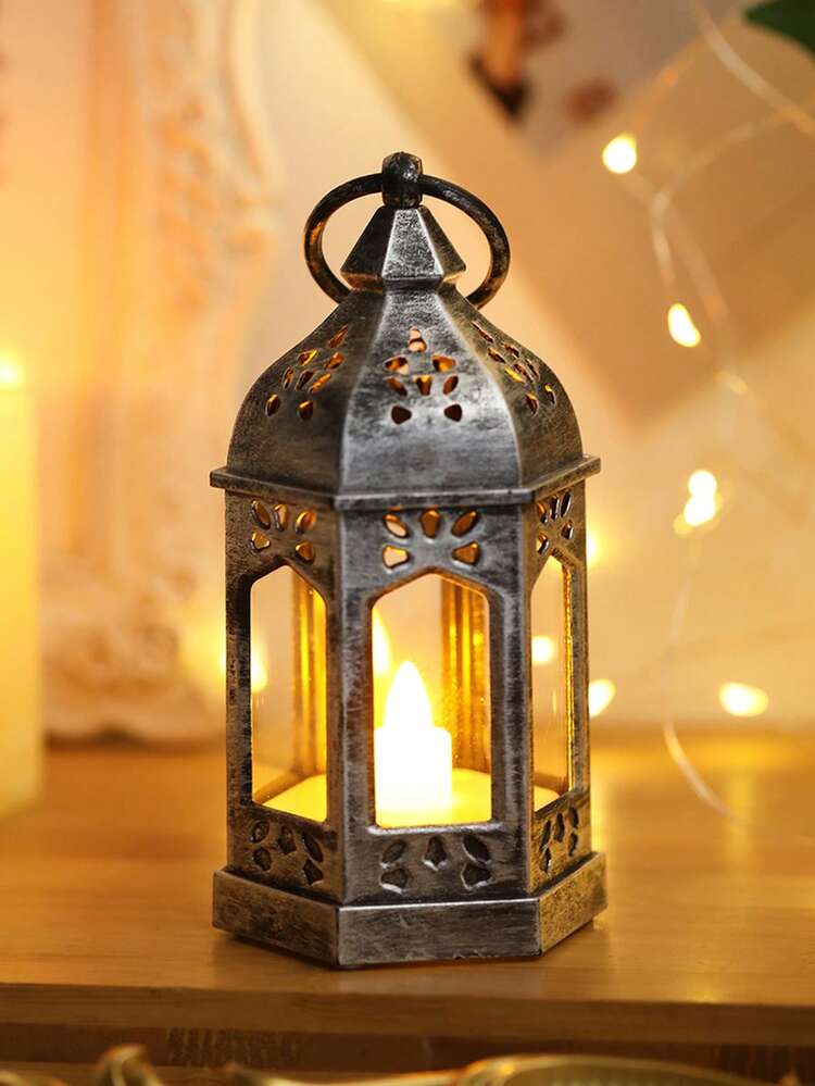 1pc Retro Mini Handheld Decorative Lantern Light With Battery, Indoor Home Decor Lamp, Tabletop Decor, Bedroom Decor, Wall Hanging Night Light, Suitable For Wedding Party Holiday Decor, LED Indoor Tabletop Lantern - 黃色 - 查看 13