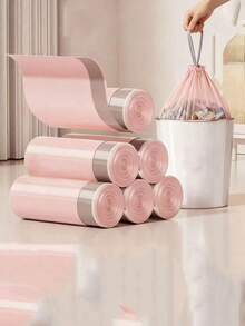 50个/包 耐用轻便浴室垃圾袋；1包 小号粉色垃圾袋；一次性垃圾袋，适用于办公室和家庭垃圾桶；50个/卷 - 多色 - 查看 1