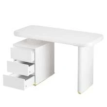Modern Desk 117*50*74 Cm – Entirely Painted In White, Cloud Shape, 3 Drawers, Thick Sheet Metal And Legs, Round Curves. - White - View 5