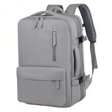 Waterproof Expandable Backpack For Notebooks, Travel, Executive, School, Reinforced, Large Capacity With USB Port, Unisex - Light Grey - View 1