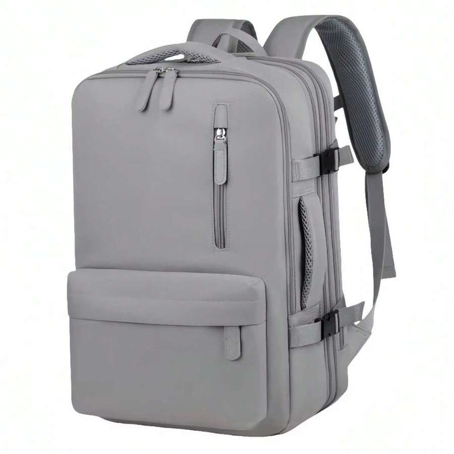 Waterproof Expandable Backpack For Notebooks, Travel, Executive, School, Reinforced, Large Capacity With USB Port, Unisex - Light Grey - View 1