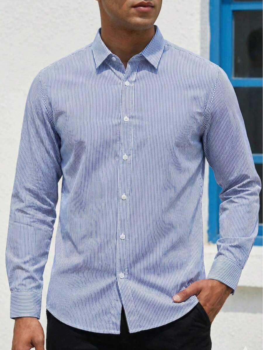 CAMISA ML BASICA REGULAR SLIM FIT - blanco azul - Ver 1