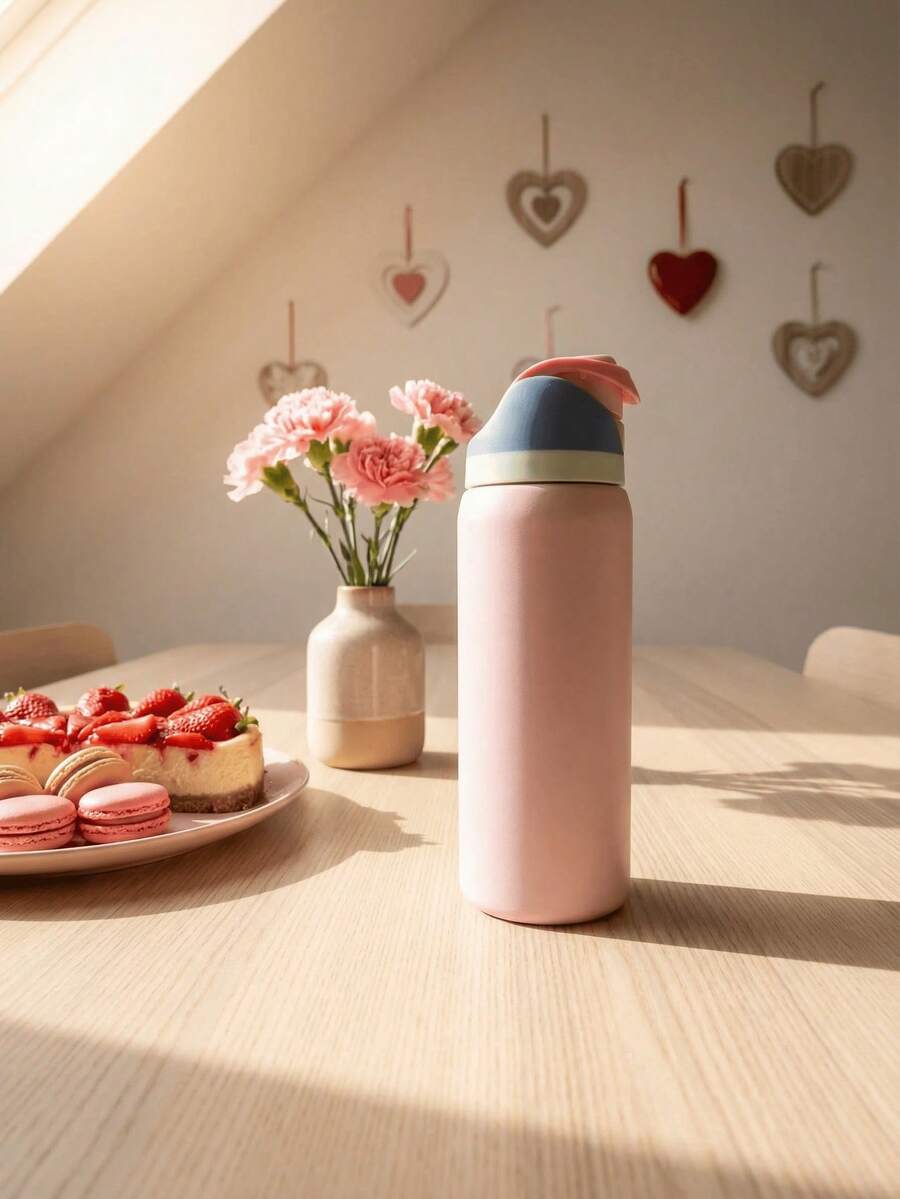 0walai Mila Pink Insulated Stainless Steel Water Bottle With Straw For Sports And Travel, Sports Water Bottle, Cold And Hot Water Can Be Insulated, Beautiful Appearance, Exquisite Workmanship, Suitable For Camping, Work, Indoor Use,Suitable For Gift,Perfect For Valentine's Day,Birthday,Giving Day. - 淺粉色 - 查看 1