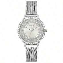 Guess Sparkling Crystal Women's Quartz Analog Wrist Watch, Fashionable Mesh Strap, Suitable For Daily Wear/Party, An Ideal Gift For Her GW0402L1