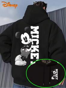 Men's Hoodies-Mickey Fashion Cartoon Pattern Pullovers, Loose Hoodies In Front Pockets, Suitable For Casual Wear, Disney's Birthday Gifts, Travel Clothes, Playful Design, Comfortable Fabrics, Fan Clothes, Movie Lovers, Home Clothes, Durable Materials, Printed Jerseys, Men's. - Black - View 1