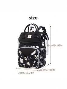 1pc Cartoon Floral Pattern Mommy Backpack, Bottle Bag, Printed Stroller Diaper Bag, Multifunctional Tote Bag, Suitable For Outings, Vacations, Shopping, Daily Commute And More - Multicolor - View 7