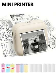 Marklife 58mm迷你便携式热敏打印机，无线口袋照片打印机，支持彩色贴纸和白纸打印，兼容iOS和安卓系统，配备USB数据线，可用于照片、贴纸、标签打印。 - 彩色 - 查看 2