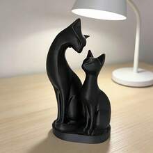 1件母子猫雕像，可爱猫咪情侣雕塑，家居装饰，适合摆放在办公桌、书架、室内/室外，情人节礼物 - 彩色 - 查看 5