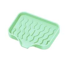1pc Silicone Soap Dish, Wave Pattern Sloped Drainage Design For Easy Water Drainage, Suitable For Kitchen And Bathroom, Silicone Soap Dish Countertop Organizer, Sponge Holder, Cup Tray - Multicolor - View 7